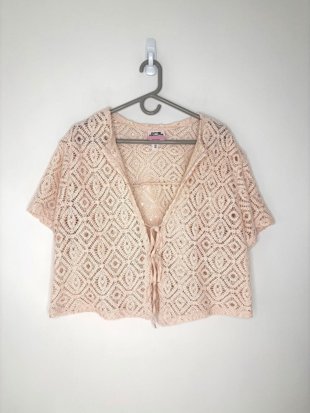Future Collective Alani Noelle xTarget Crochet Tie Front Cardigan XL Boho Earthy